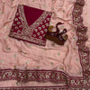 Maroon & Blush Pink Embroidered Saree with Heavy Sequin Zari Border and Designer Blouse