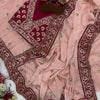 Maroon & Blush Pink Embroidered Saree with Heavy Sequin Zari Border and Designer Blouse