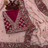 Maroon & Blush Pink Embroidered Saree with Heavy Sequin Zari Border and Designer Blouse