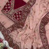 Maroon & Blush Pink Embroidered Saree with Heavy Sequin Zari Border and Designer Blouse