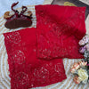 Classic Red Organza Silk Saree with Floral Sequin Embroidery and Matching Blouse