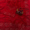 Classic Red Organza Silk Saree with Floral Sequin Embroidery and Matching Blouse