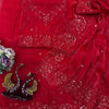 Classic Red Organza Silk Saree with Floral Sequin Embroidery and Matching Blouse