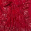 Classic Red Organza Silk Saree with Floral Sequin Embroidery and Matching Blouse