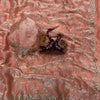 Elegant Peach Organza Saree with All-Over Sequin Embroidery & Scalloped Border