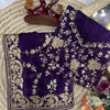 Royal Purple Organza Saree with Heavy Gold Embroidered Border & Designer Blouse