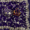 Royal Purple Organza Saree with Heavy Gold Embroidered Border & Designer Blouse