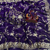 Royal Purple Organza Saree with Heavy Gold Embroidered Border & Designer Blouse