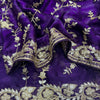 Royal Purple Organza Saree with Heavy Gold Embroidered Border & Designer Blouse
