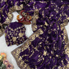 Royal Purple Organza Saree with Heavy Gold Embroidered Border & Designer Blouse