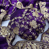 Royal Purple Organza Saree with Heavy Gold Embroidered Border & Designer Blouse