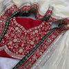 Red & Ivory Silk Saree with Heavy Floral Embroidered Border and Designer Blouse