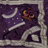 Royal Purple Silk Saree with Intricate Gold Embroidered Border & Matching Blouse