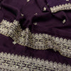 Royal Purple Silk Saree with Intricate Gold Embroidered Border & Matching Blouse