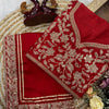 Elegant Red Silk Saree with Heavy Floral Embroidered Border & Designer Blouse