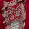 Elegant Red Silk Saree with Heavy Floral Embroidered Border & Designer Blouse