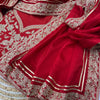 Elegant Red Silk Saree with Heavy Floral Embroidered Border & Designer Blouse