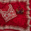 Elegant Red Silk Saree with Heavy Floral Embroidered Border & Designer Blouse