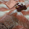 Premium Ombre Organza Saree with Handcrafted Crystal Border – Soft Gradient Party Wear Saree
