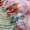 Pastel Pink Floral Organza Saree with Pearl Scalloped Border & Designer Blouse