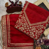 Red Silk Saree with Heavy Gold Embroidered Border & Designer Blouse