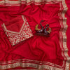 Red Silk Saree with Heavy Gold Embroidered Border & Designer Blouse