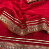 Red Silk Saree with Heavy Gold Embroidered Border & Designer Blouse