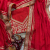 Red Silk Saree with Heavy Gold Embroidered Border & Designer Blouse