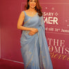 Sky Blue Shimmer Organza Saree with Delicate Hand Embroidery & Matching Blouse Piece