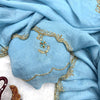 Sky Blue Shimmer Organza Saree with Delicate Hand Embroidery & Matching Blouse Piece