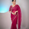 Designer Organza Saree with Heavy Zari Embroidery & Contrast Blouse Options