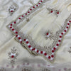 Ivory Organza Saree with Floral Thread Embroidery & Elegant Border Work