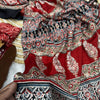 Black & Maroon Ajrakh Print Saree with Contrast Pallu and Tassel Border