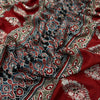 Black & Maroon Ajrakh Print Saree with Contrast Pallu and Tassel Border
