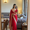 Royal Maroon Georgette Saree with Heavy Gold Sequin & Zari Embroidered Border