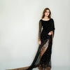 Elegant Black Georgette Saree with Rose Gold Sequin & Zari Embroidered Border