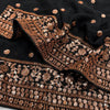 Elegant Black Georgette Saree with Rose Gold Sequin & Zari Embroidered Border