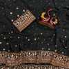 Elegant Black Georgette Saree with Rose Gold Sequin & Zari Embroidered Border