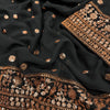 Elegant Black Georgette Saree with Rose Gold Sequin & Zari Embroidered Border