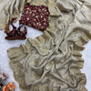 Luxury Beige Georgette Saree with Heavy Gold Zari & Sequin Embroidered Scalloped Border