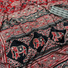 Red & Black Ajrakh Print Saree with Tassel Border and Mirror Detailing