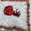 Ivory White Net Saree with Red Embroidered Blouse & Heavy Handwork Border