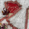 Ivory White Net Saree with Red Embroidered Blouse & Heavy Handwork Border