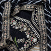 Classic Black Chiffon Saree with Gold & Sequin Floral Embroidery, Checkered Body & Heavy Border with Designer Blouse