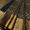 Royal Navy Blue Banarasi Silk Saree with Antique Gold Zari Floral Weaving & Grand Traditional Border