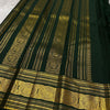 Emerald Green Silk Saree with Antique Gold Zari Grid Weaving & Royal Temple Border