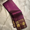 Royal Wine Purple Silk Saree with Antique Gold Zari Checks & Traditional Temple Border