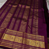 Royal Wine Purple Silk Saree with Antique Gold Zari Checks & Traditional Temple Border