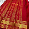 Regal Ruby Red Silk Saree with Antique Gold Zari Checks & Heritage Temple Border