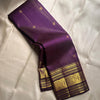 Royal Purple Silk Saree with Antique Gold Zari Checks & Classic Temple Border